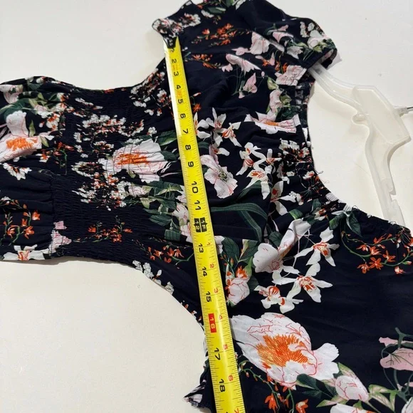 Kindred Anthropologie Womens Jumpsuit Size S Black Floral Wide Leg Casual Travel - Picture 8 of 13